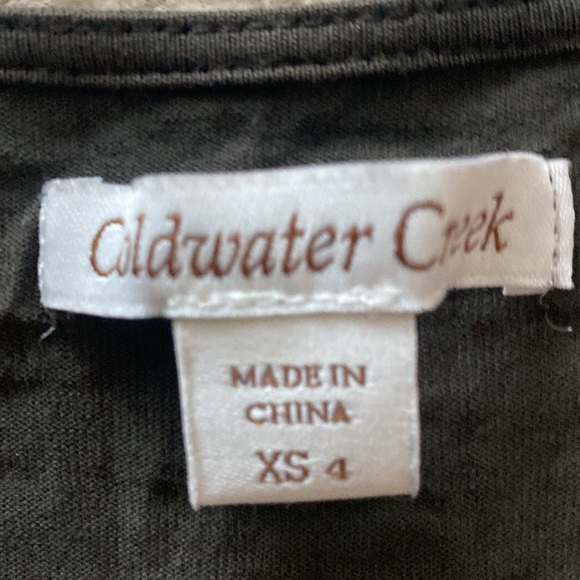 Coldwater Creek Sequin Dark Olive Green V Neck Top Size xs - Picture 4 of 8